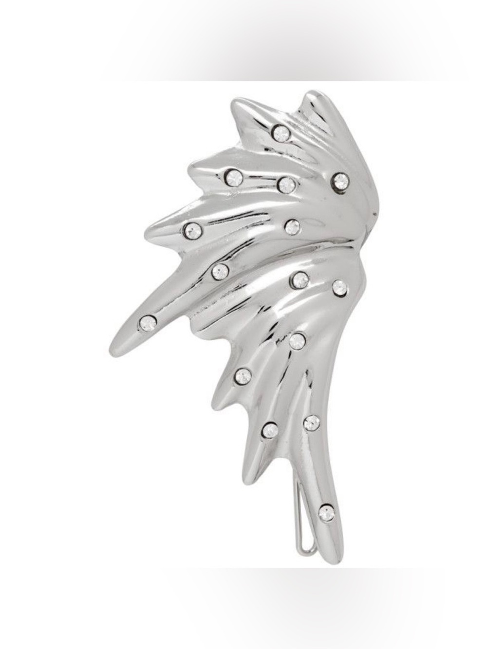 MOUNSER NY Silver Spill Rhinestone Crystal Barrette Hair Clip NWT